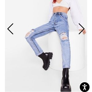 NWT distressed mom jeans